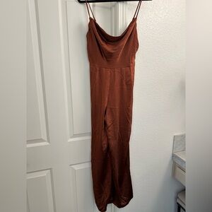 Rust Satin Jumpsuit - New With Tags